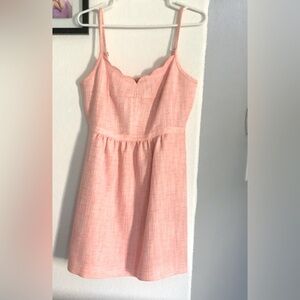 J. Crew Pink Scalloped Neck Woven Mini Dress
